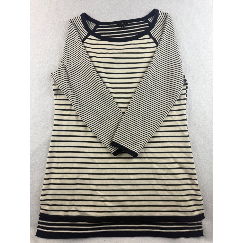 Talbots Striped Knit Tunic Top Long Sleeve Casual Everyday XS
